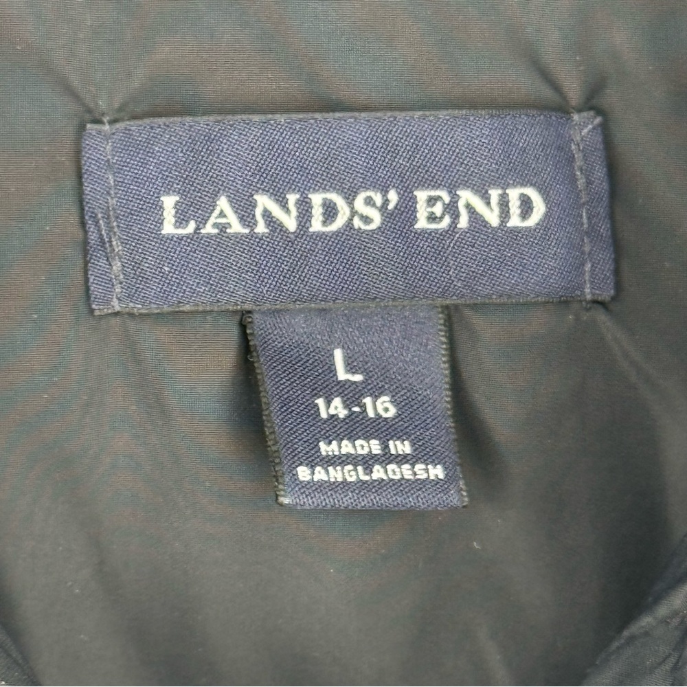 Lands End Womens Down Vest Size Large 14-16 Black Puffer Snap Outdoors - Picture 5 of 7